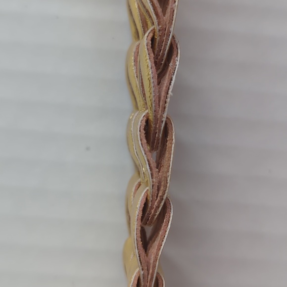 Faux Leather Metallic Gold Tone Cut Out Belt with Buckle SM Gold - Picture 14 of 16